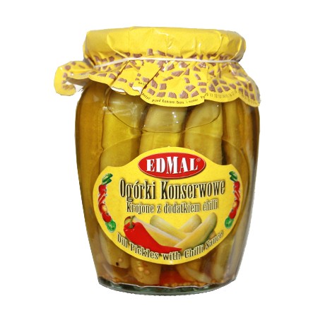 F123 Edmal Ogorki Konserwowe Krojone z Dodatkiem Chilli  (6x655g)