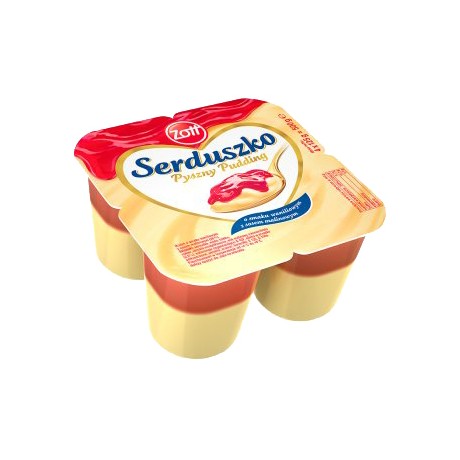 B158 Zott Serduszko Pudding o Smaku Waniliowym z Sosem Malinowym (4x125gx6)