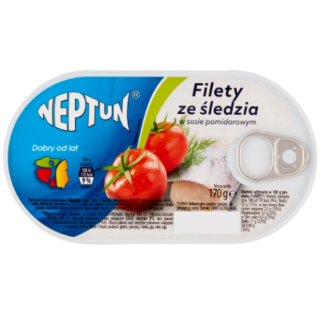 K32 Neptun Filety ze Sledzia w Sosie Pomidorowym (15x170g)