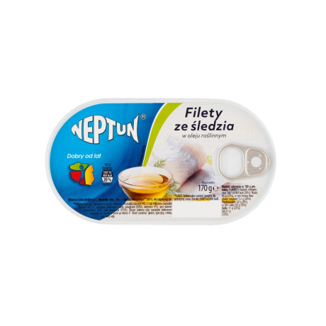 K33 Neptun Filety ze Sledzia w Oleju Roslinnym (15x170g)