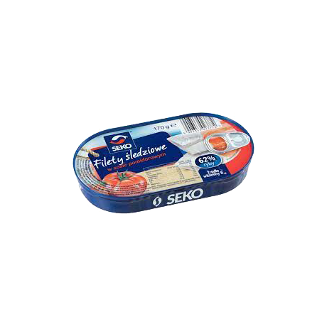K37 Seko Filety Sledziowe w Sosie Pomidorowym (10x170g)