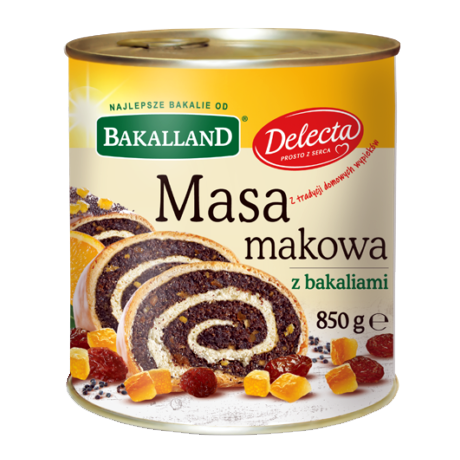 L27 Bakalland Masa Makowa z Bakaliami (6x850g)