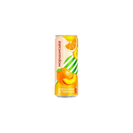 U132 MORSHYNSKA NON-ALCOHOLIC JUICE CONTAINING MEDIUM DRINK WITH ORANGE AND PEACH 12X330ML CAN